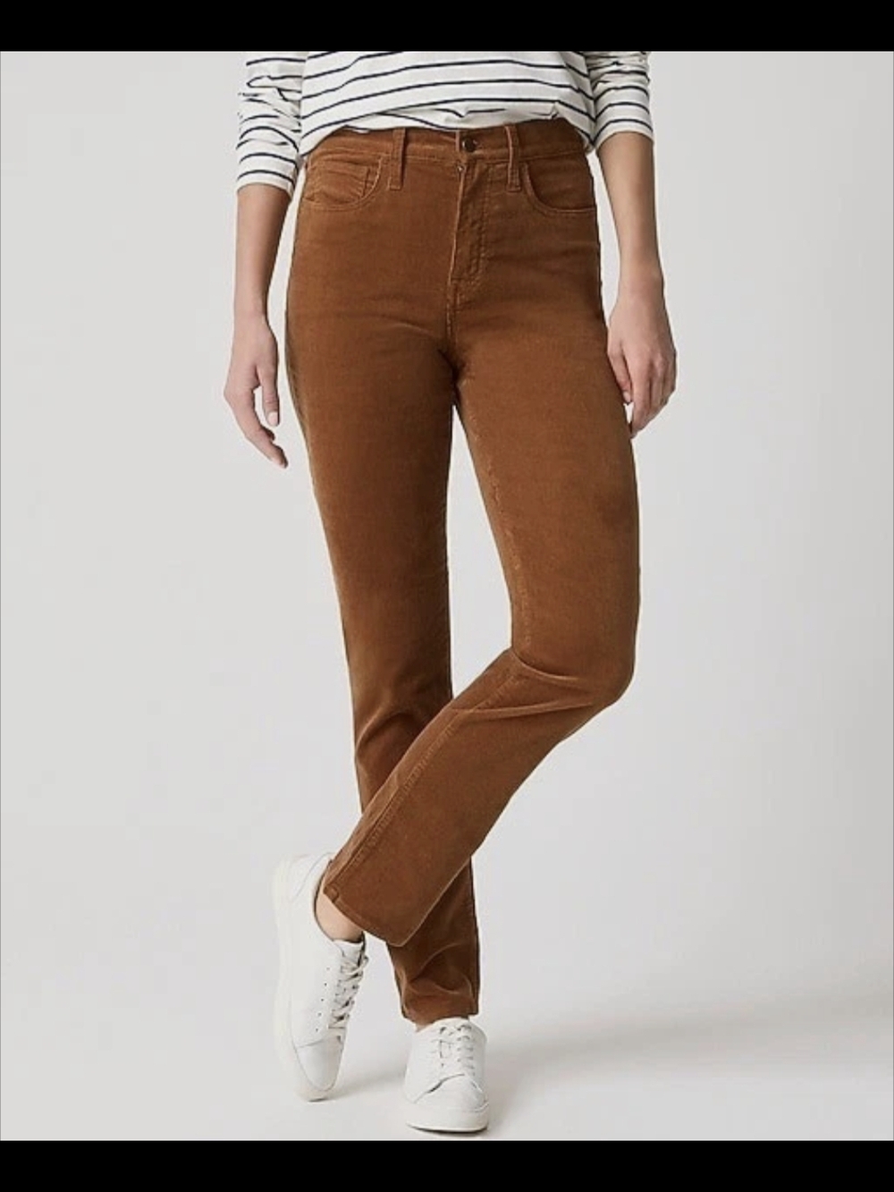 Women's J. Crew High-Rise Straight Corduroy Jeans in Golden Rust Brown. Size 28.